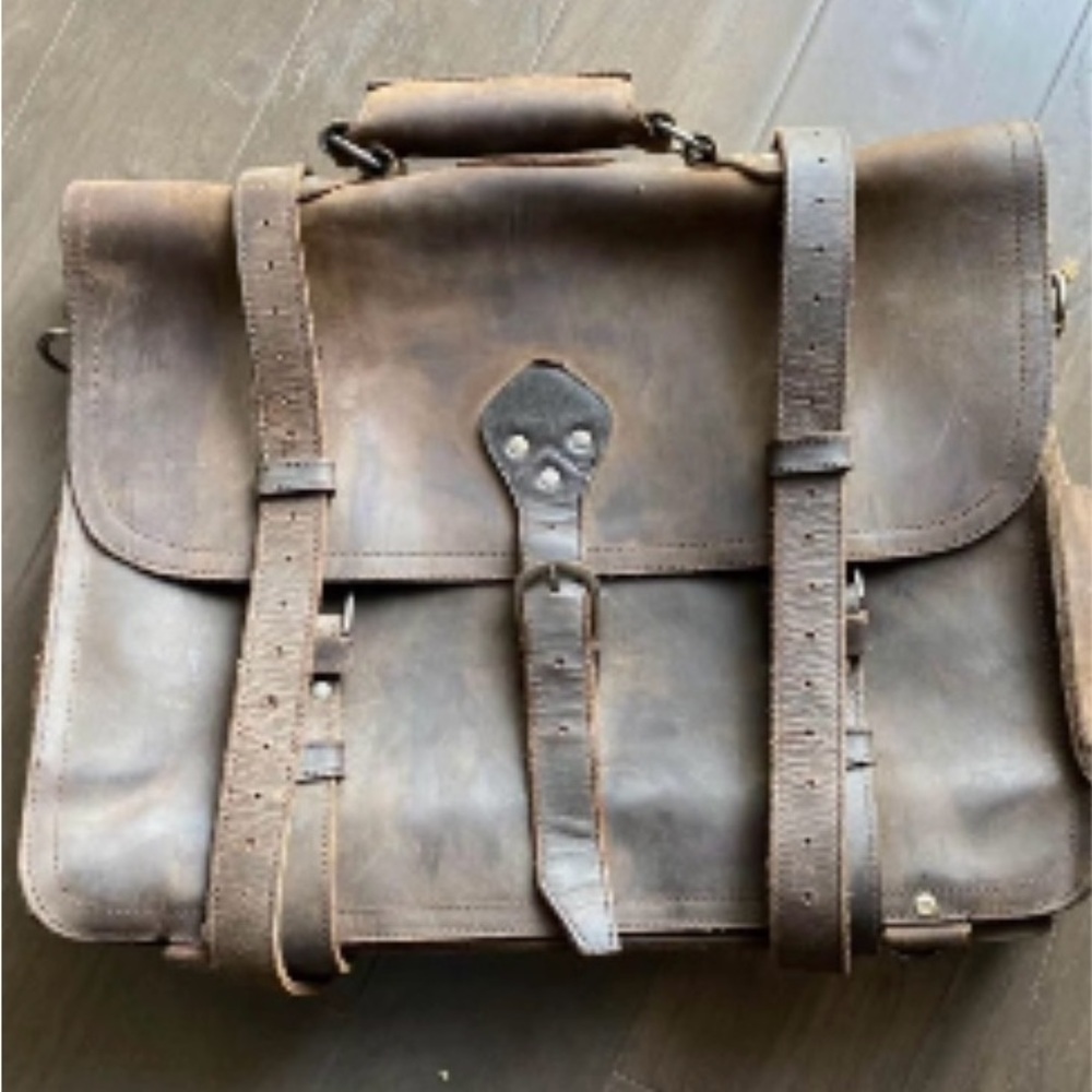 Vintage Brown Leather Messenger Bag